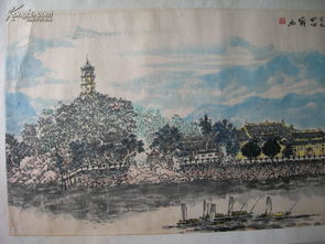 溫州市江心寺全景圖 國(guó)畫(huà)橫幅